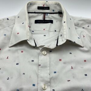 Tommy Hilfiger slim fit non-iron nautical print shirt 15.5, 32/33